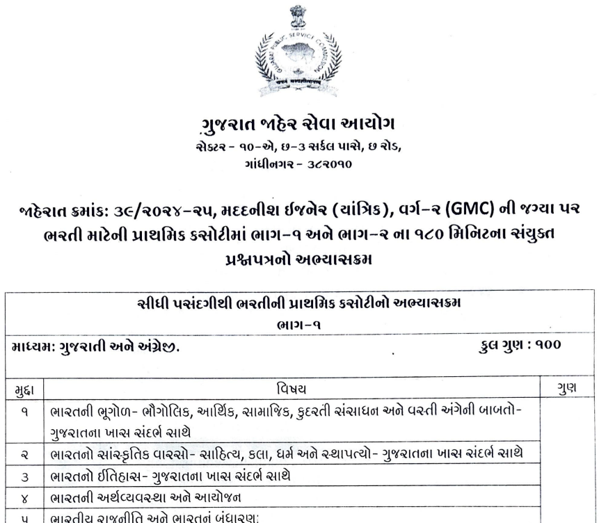 GPSC Assistant Engineer Mechanical GMC Exam Syllabus Prelim 2024.png